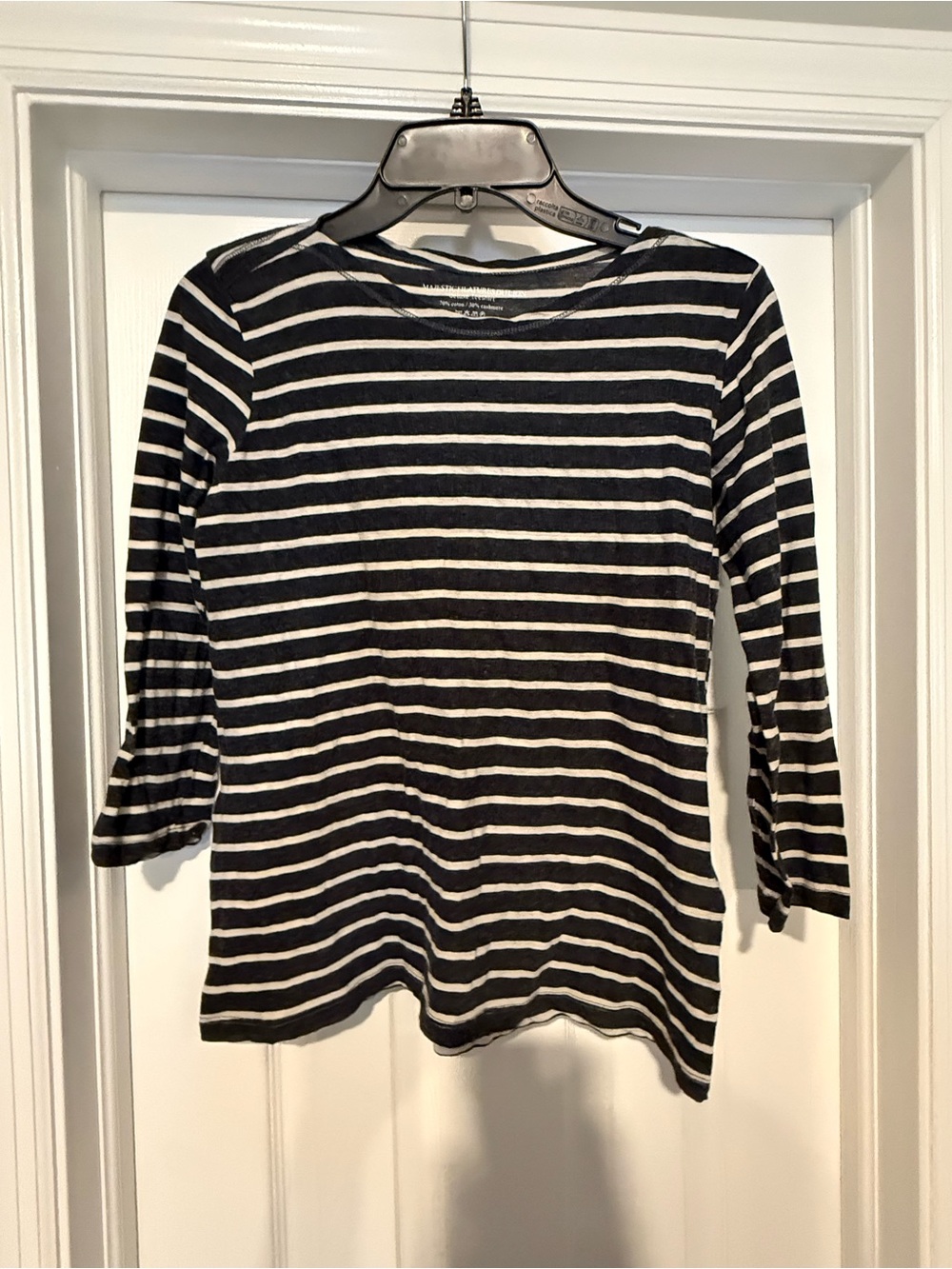 Striped Black & White Long Sleeve Boatneck Tee - Women size 2